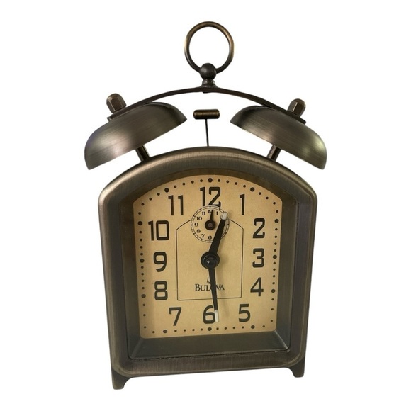 Bulova Holgate Mechanical Twin Bell Alarm Clock, B8128 - Picture 1 of 9